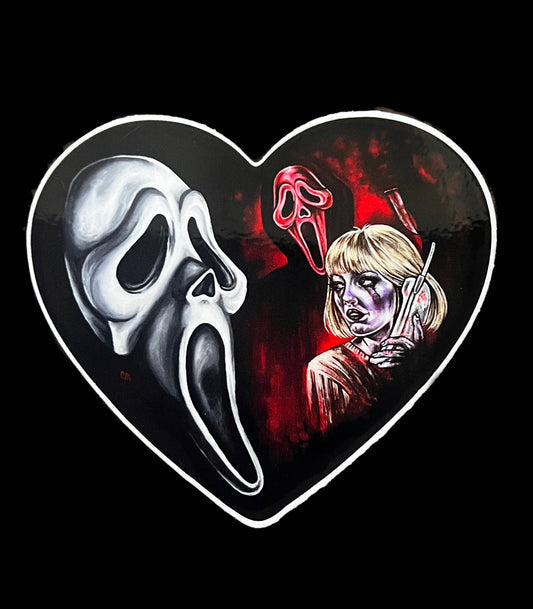 "Scary Movie" Heart Shaped Sticker